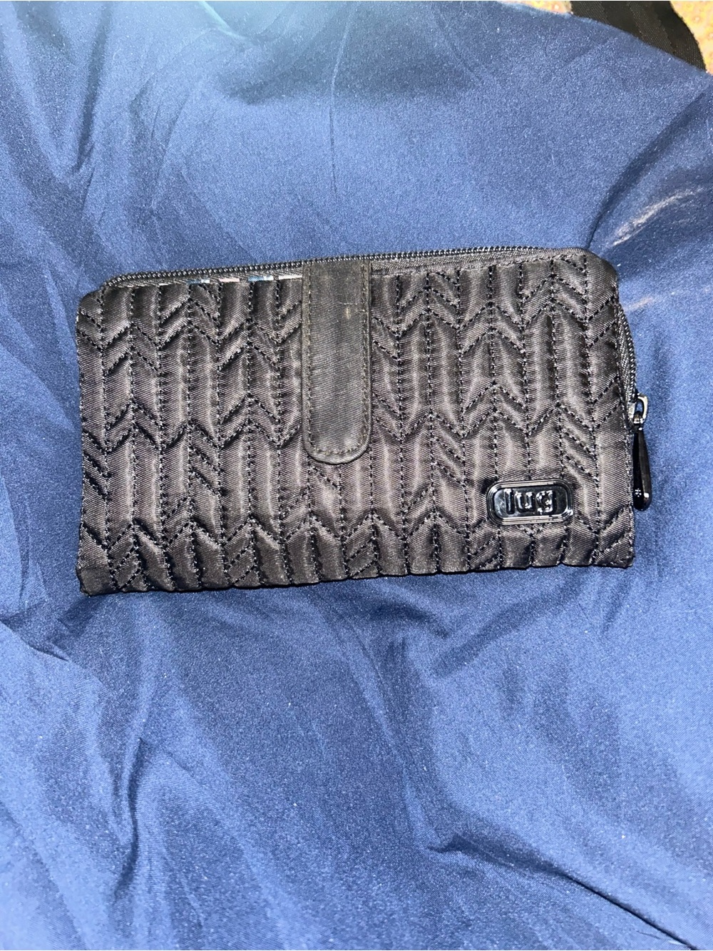 lug Black Quilted Zip Around Wallet